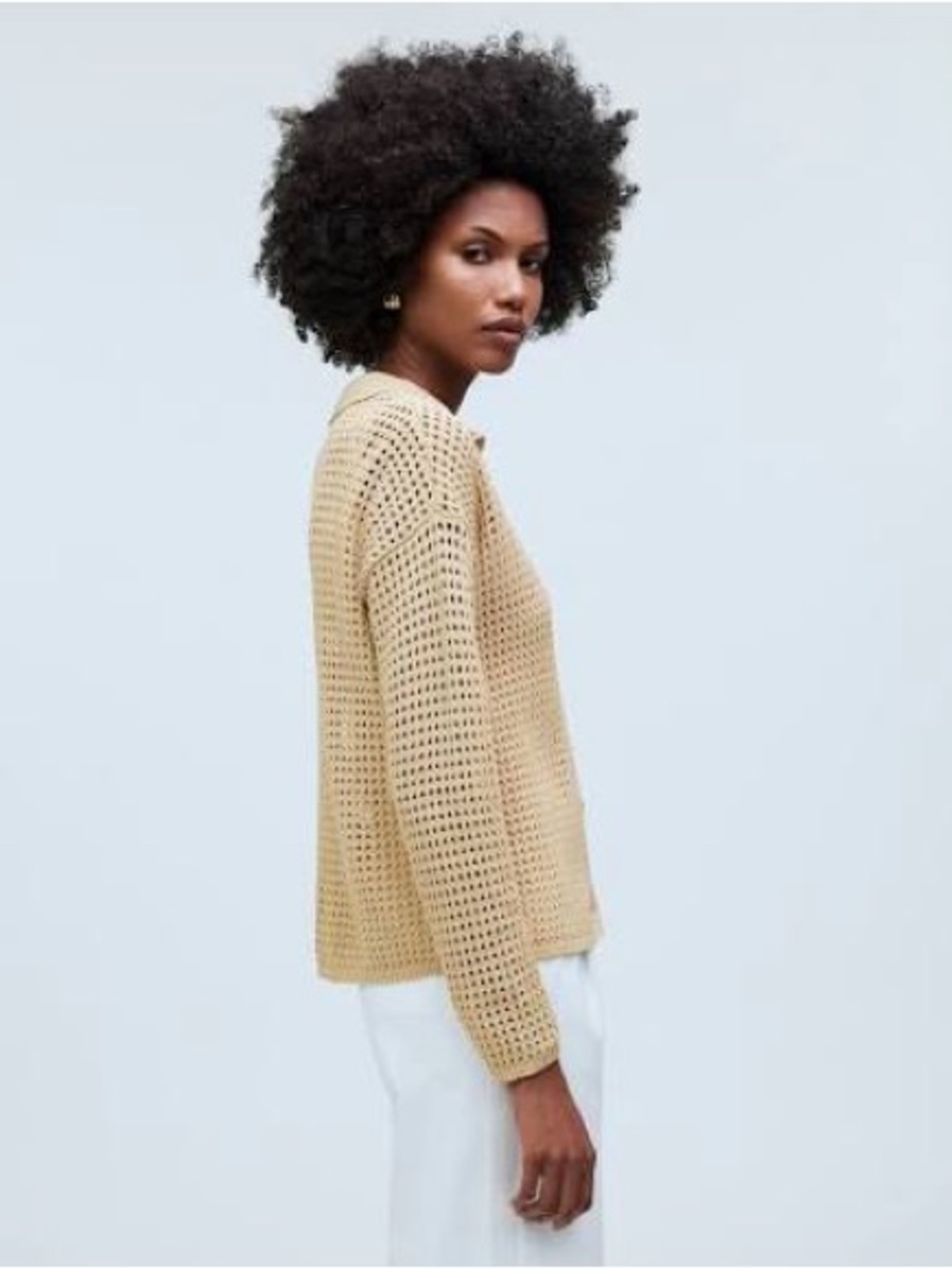 Madewell open stitch polo cardigan sweater EUC - Picture 2 of 6